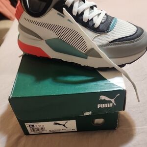 Puma Black and White Sneakers with Red Accents